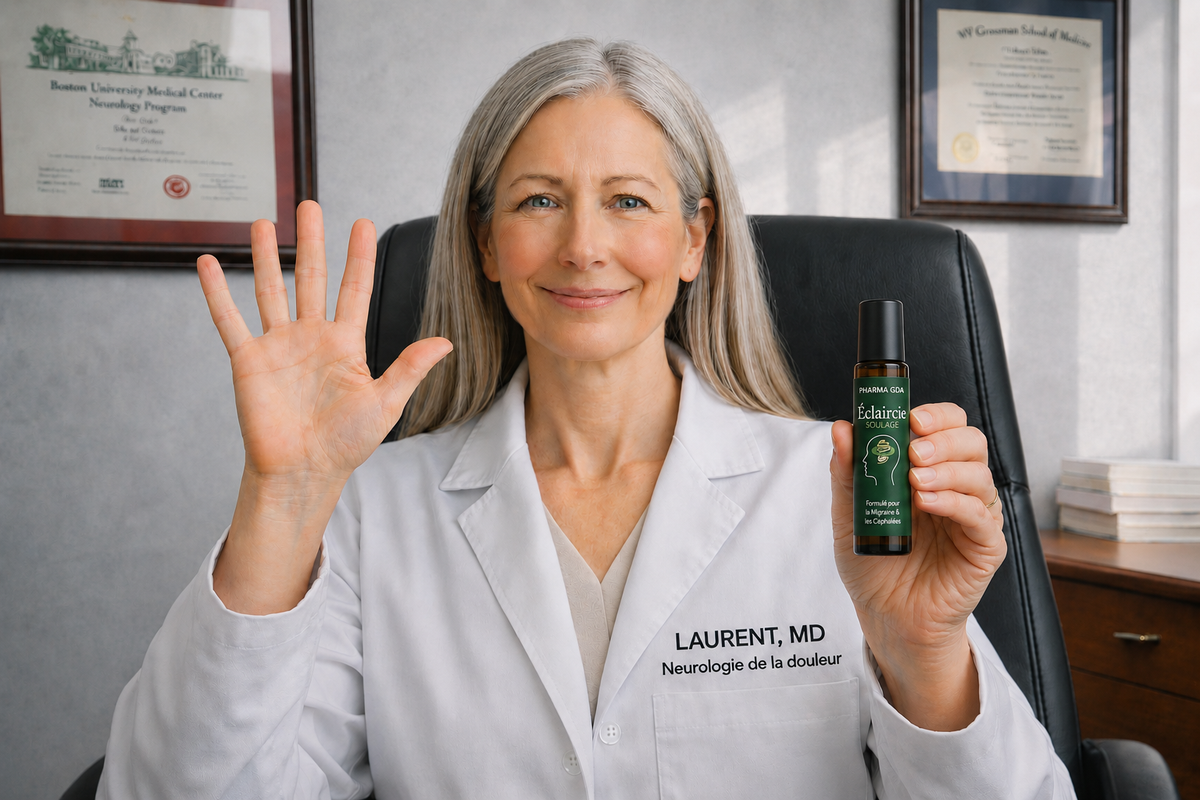 Le Dr Laurent tenant le roll-on Éclaircie™