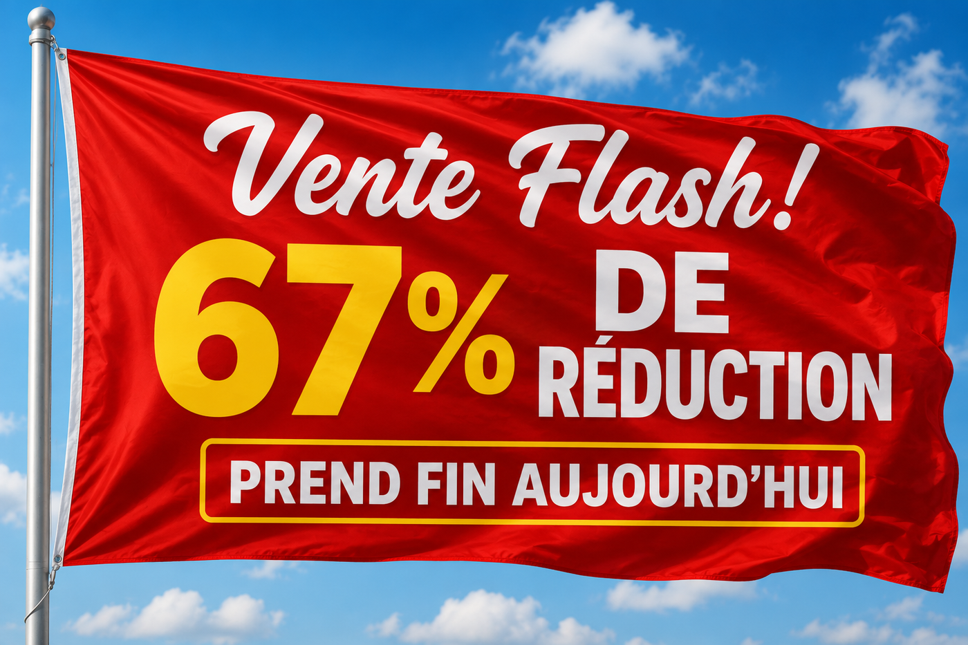 Vente flash 67 % de réduction expire aujourd'hui