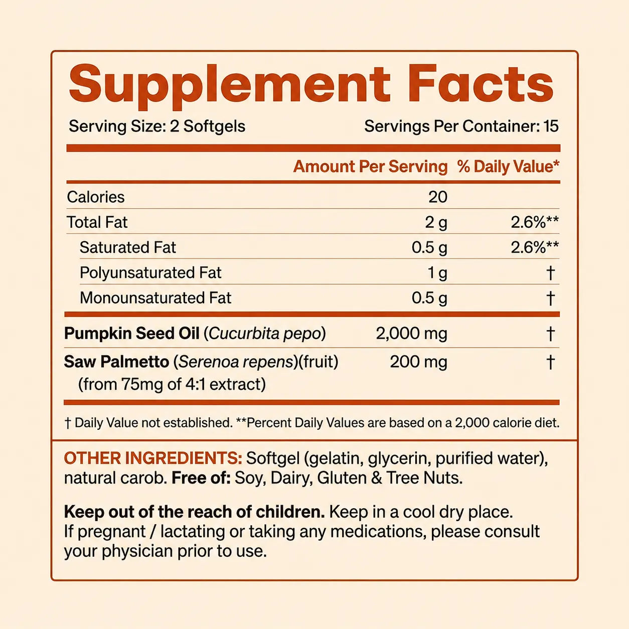 Capillys - informations nutritionnelles